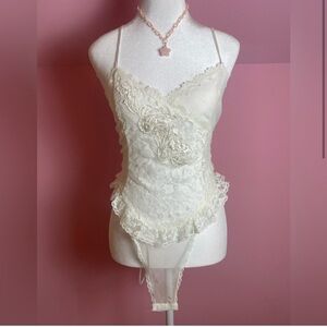 Victoria’s Secret vintage gold tag white lace bodysuit lingerie